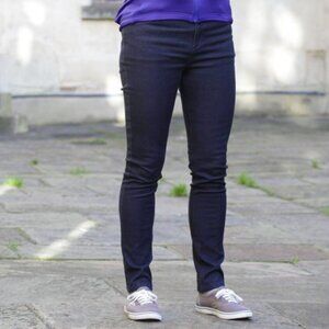 Rapha Cycling Jeans Womens 32 Crop Dark Blue‎ High-Stretch Denim Skinny Commuter